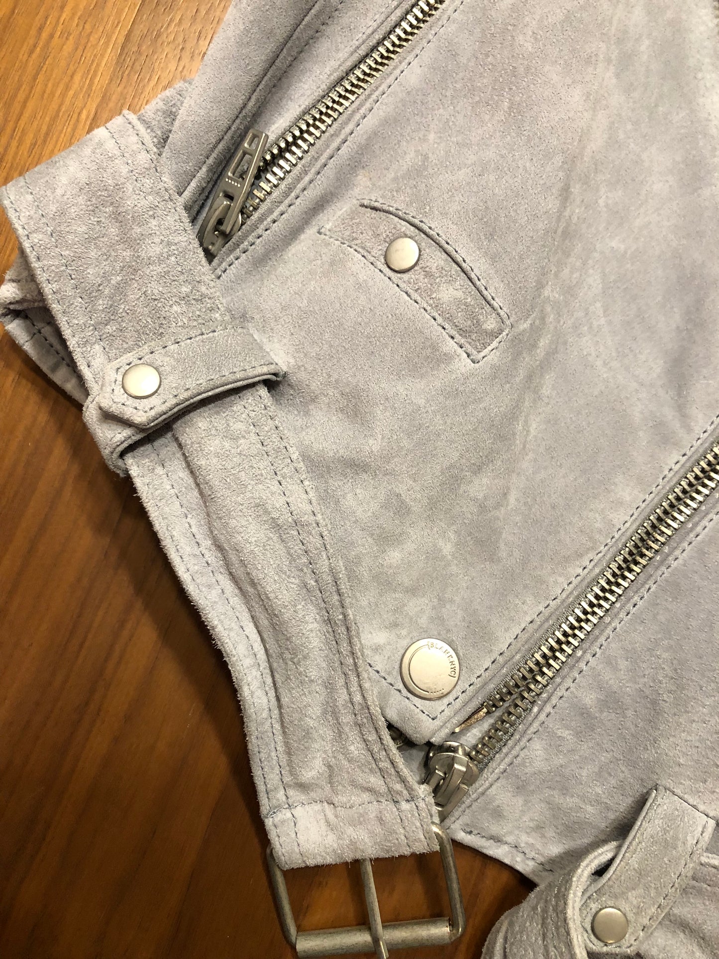 Blank NYC Cloud Grey Moto Jacket, Size Medium