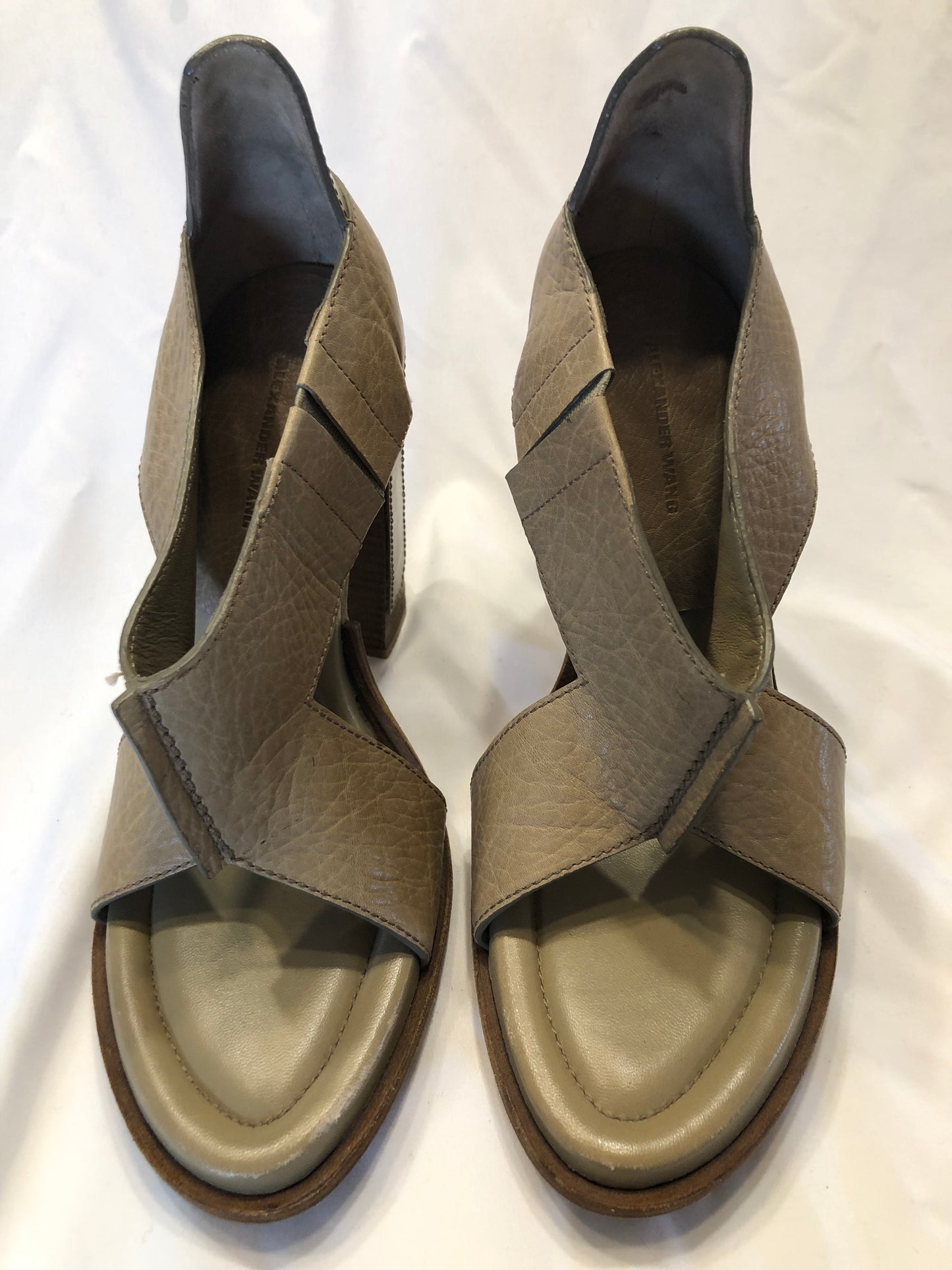 Alexander Wang Sandals w/Wood and Leather Squared Heel, Size 40