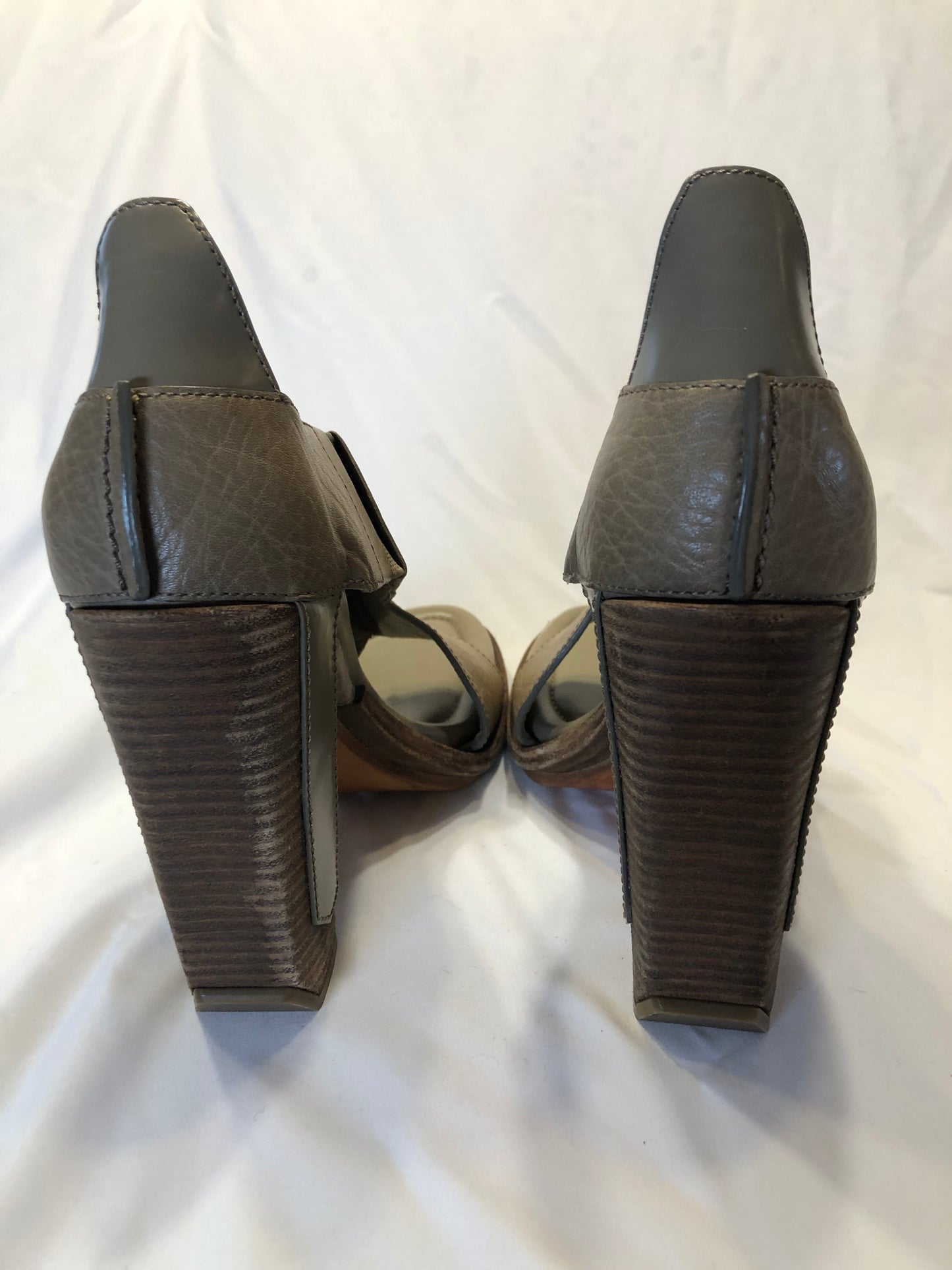 Alexander Wang Sandals w/Wood and Leather Squared Heel, Size 40