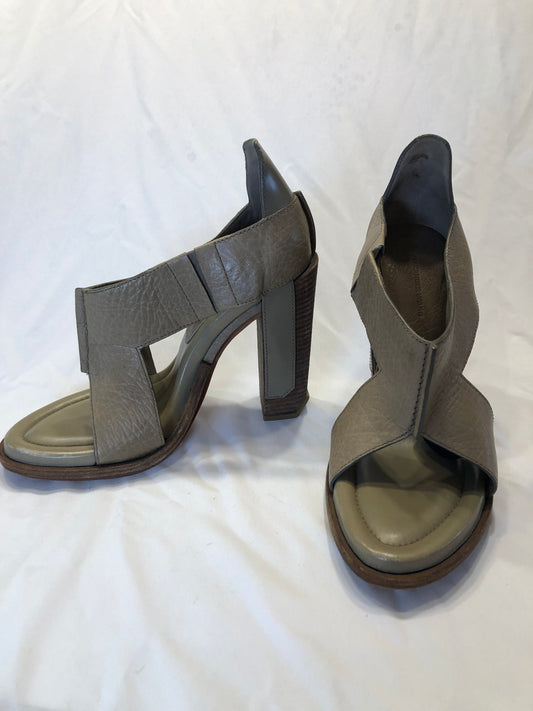 Alexander Wang Sandals w/Wood and Leather Squared Heel, Size 40