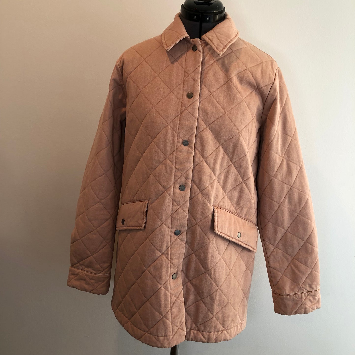 Joie Womens Quilted Oversized Snap Front Barn Coat Shacket Jacket Size S Blush