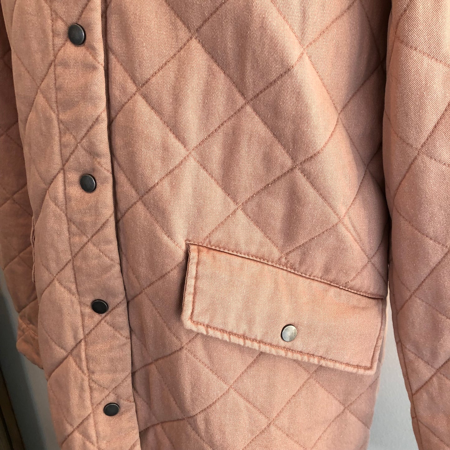 Joie Womens Quilted Oversized Snap Front Barn Coat Shacket Jacket Size S Blush