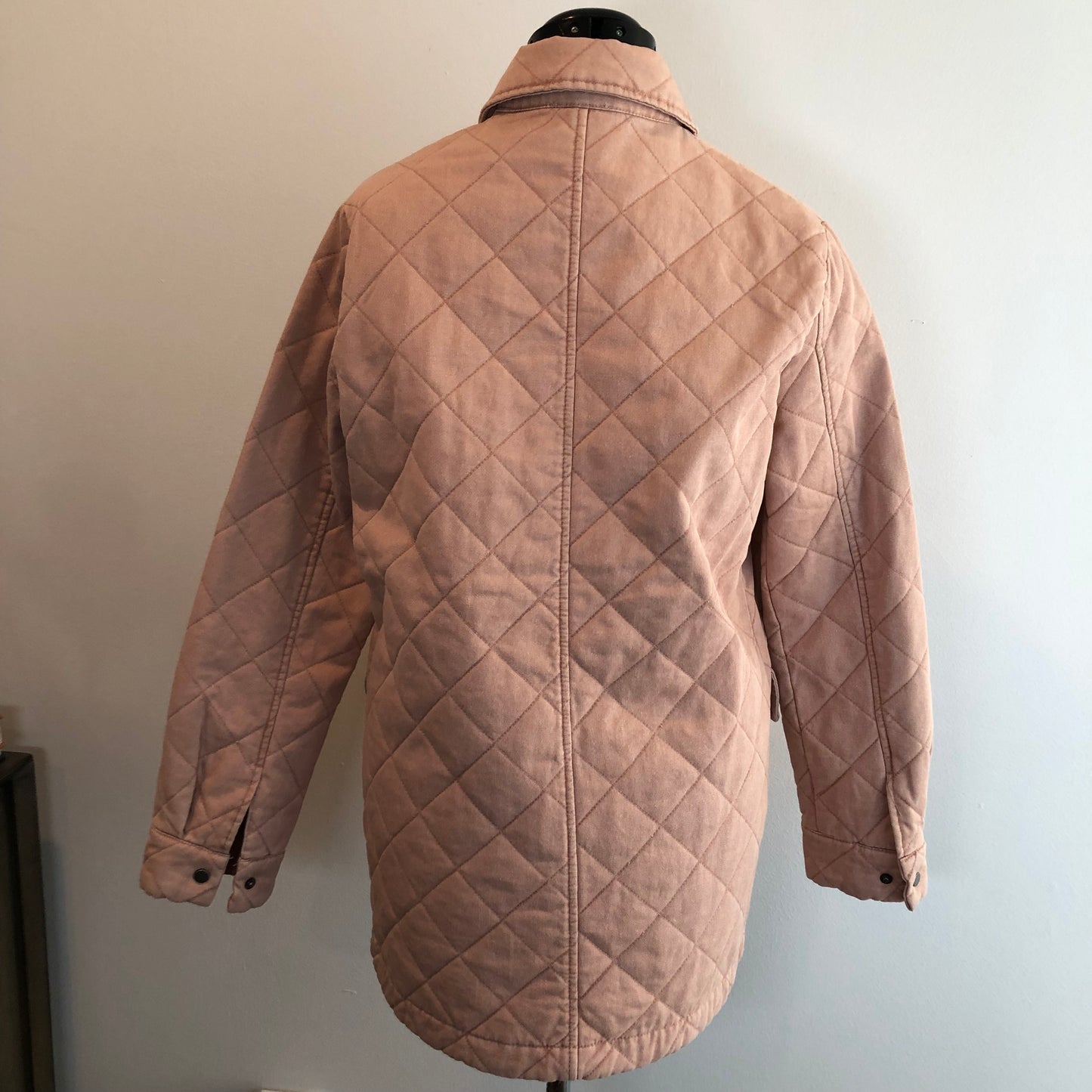 Joie Womens Quilted Oversized Snap Front Barn Coat Shacket Jacket Size S Blush