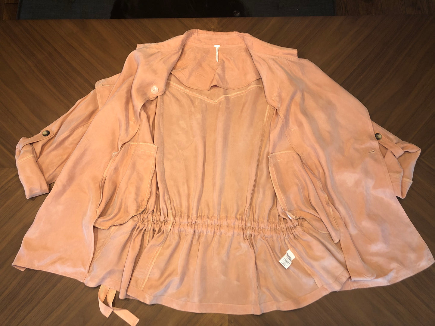 Free People The Lea Jacket Double Breasted Trench Cinched Drawstring, Size S