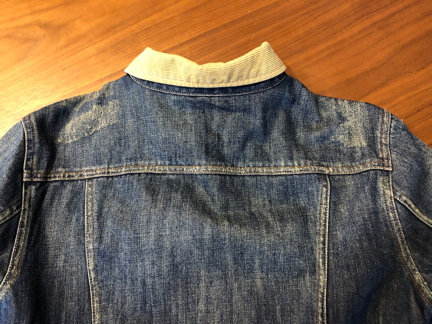 All Saints Dexter Denim Jacket with Corduroy Collar & Flannel Lining, Size XS