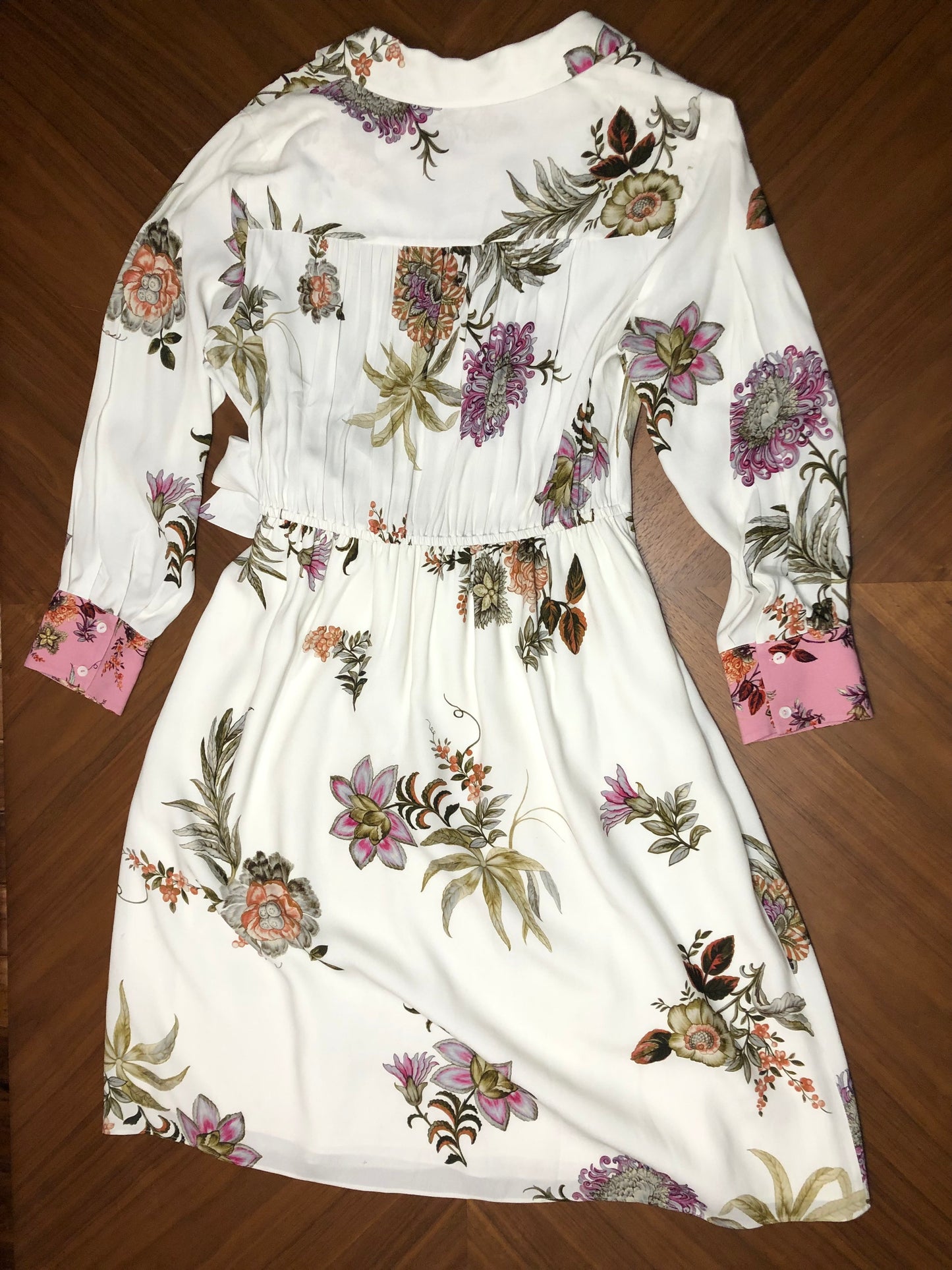 Kobi Halperin  Monika Floral Print Faux Wrap Dress in Ivory Multi, Sz L