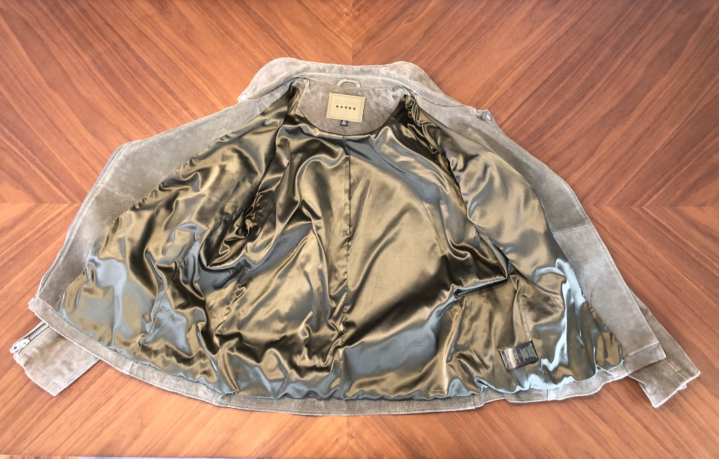 Blank NYC Muted Olive Green Suede Moto Jacket, Size XL