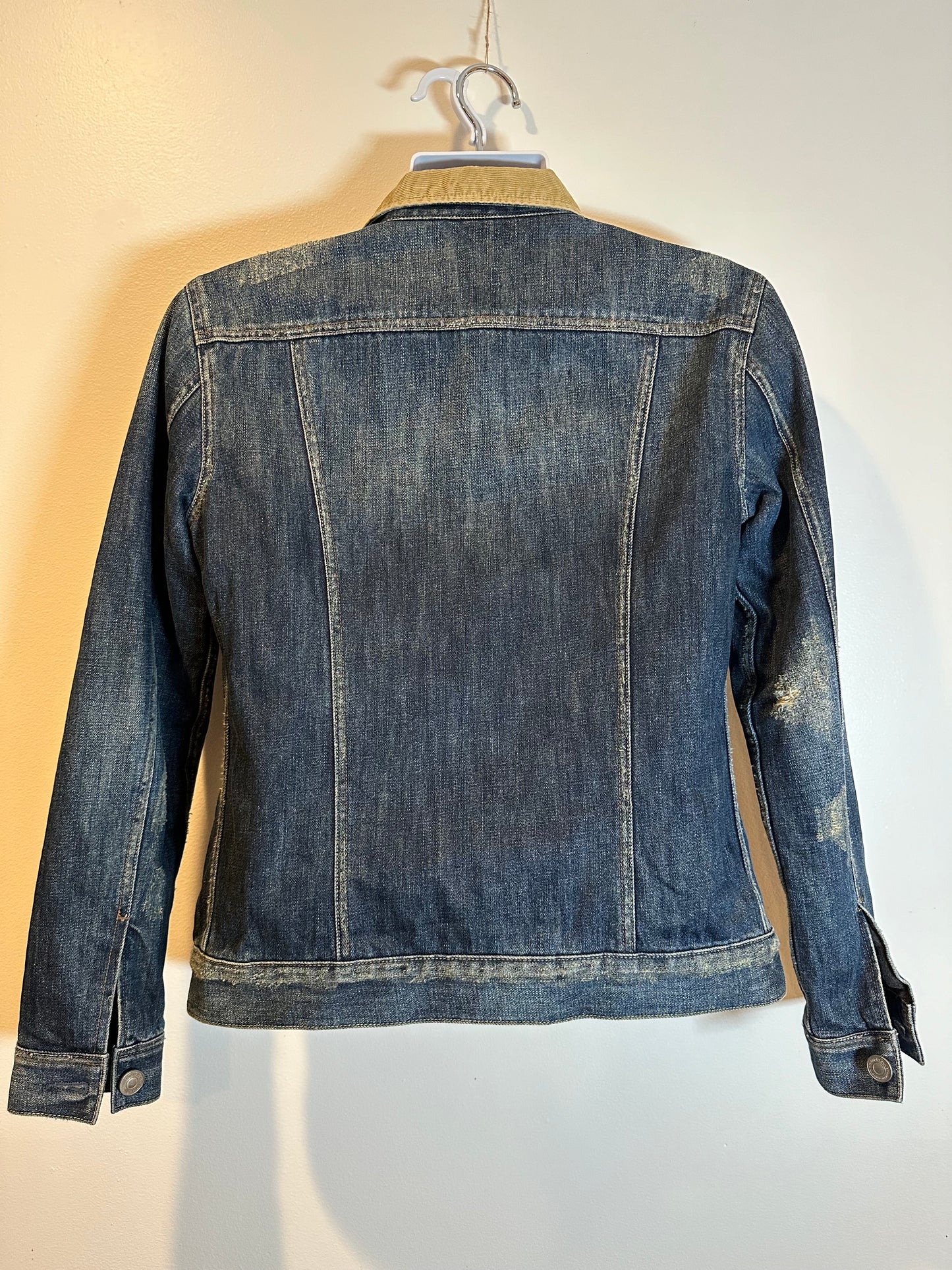 All Saints Dexter Denim Jacket with Corduroy Collar & Flannel Lining, Size XS