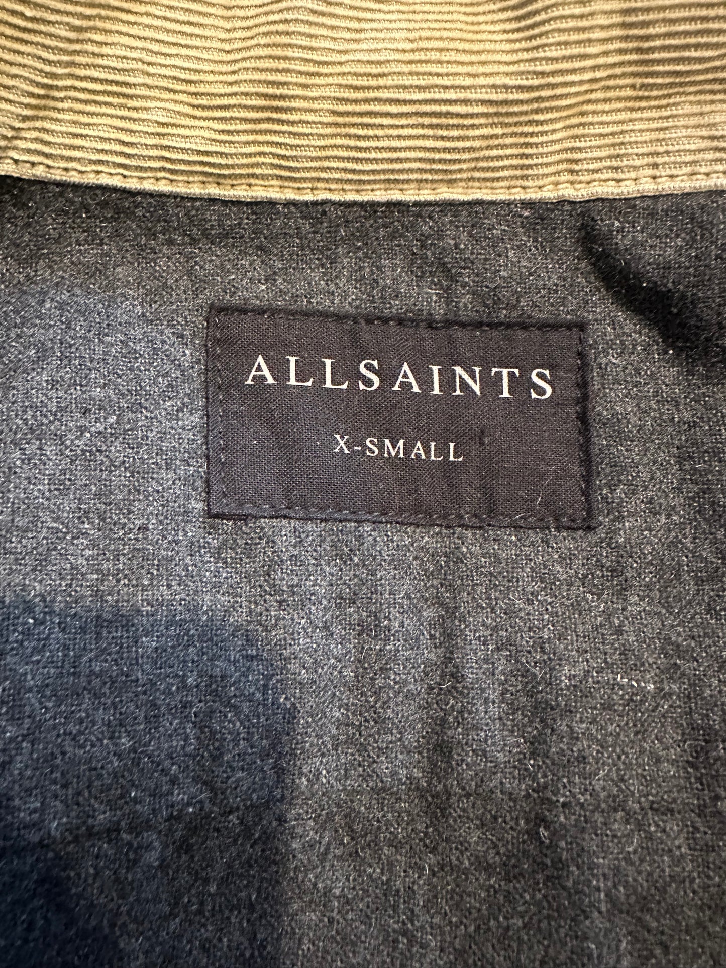 All Saints Dexter Denim Jacket with Corduroy Collar & Flannel Lining, Size XS