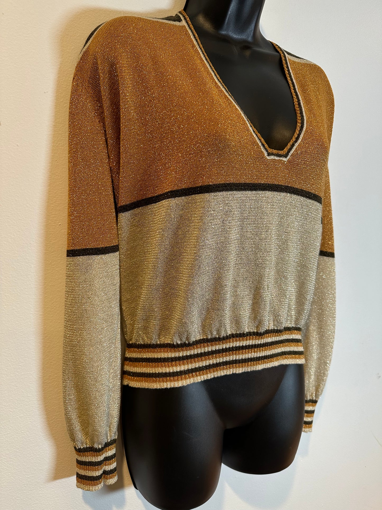 Free People Women's Gold Dust Colorblock Sweater, Size M