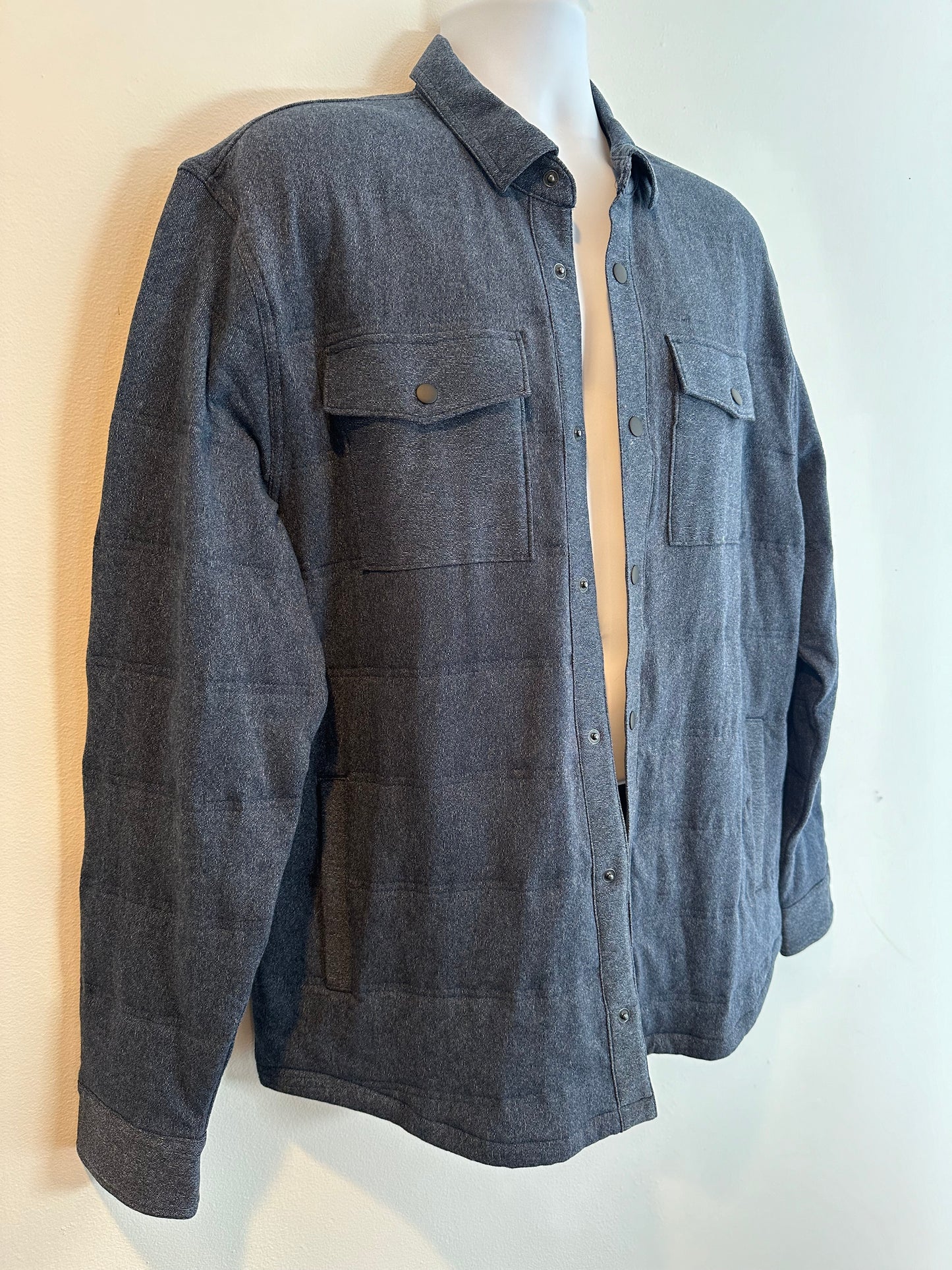 Express Men's Quilted Shirt Jacket in Navy, Size L