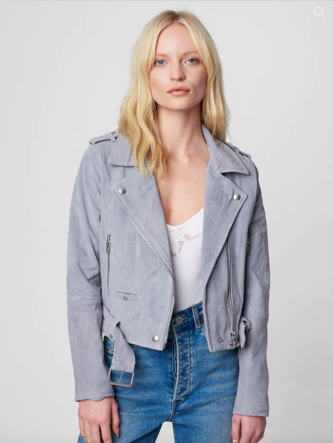 Blank NYC Cloud Grey Moto Jacket, Size Medium